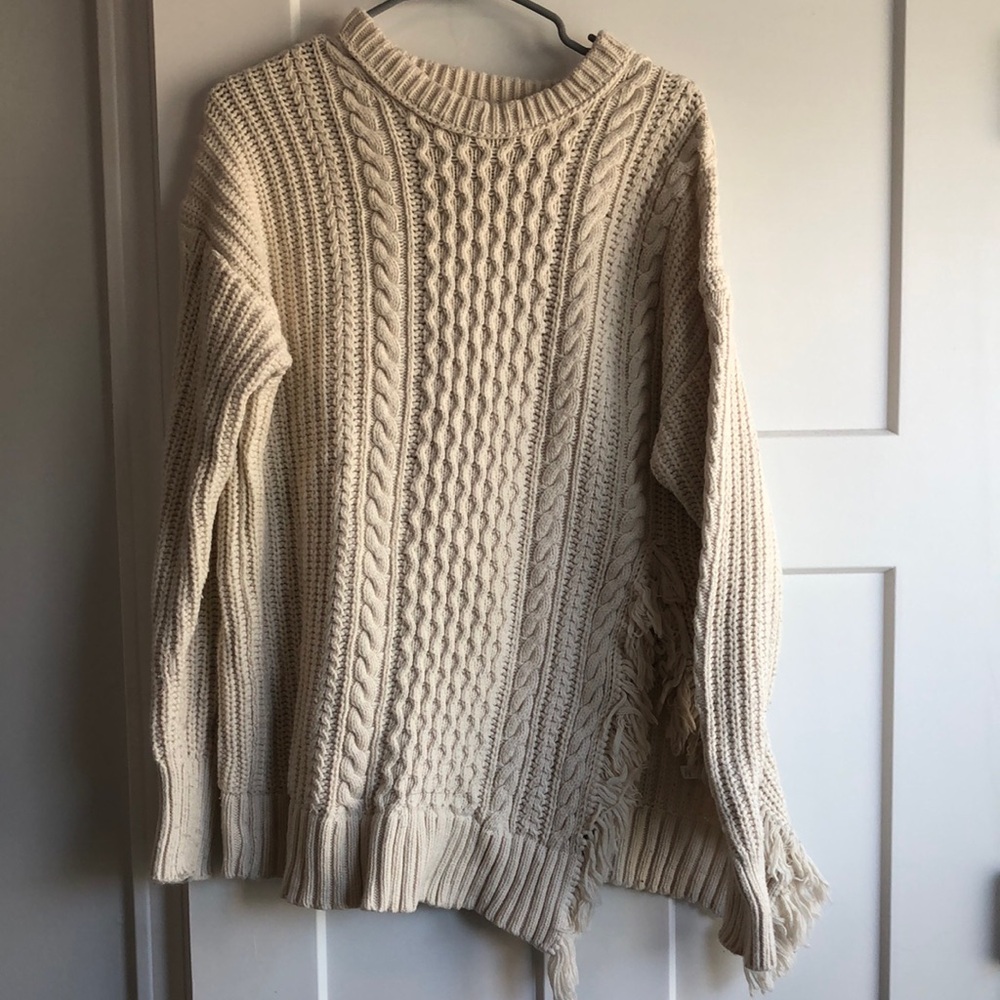 J. Crew Cozy Cream Cable Knit Sweater Size M